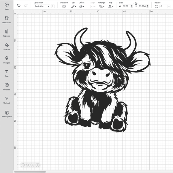 Cute Highland Cow Sitting Svg.png