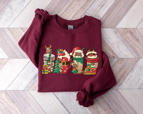 Christmas Santa Coffee Shirt, Peppermint Iced Latte Snowmen Sweets Snow Warm Cozy Winter Women Shirt, Christmas Latte Shirt.jpg