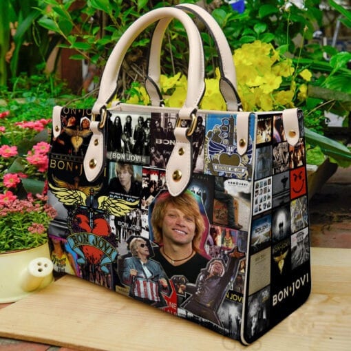 Bon Jovi Leather handBag,Music Leather Bag,Travel handbag,Teacher Handbag,Gift for fan,Handmade Bag,Custom Bag,Vintage Bags,Woman Shoulder.jpg