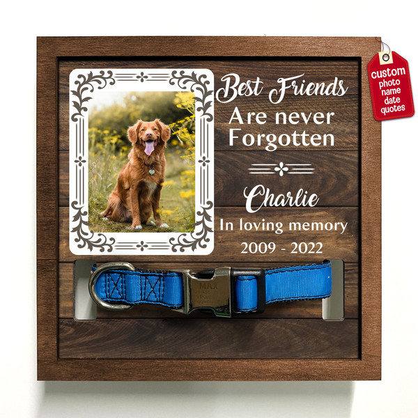 Memorial Pet Collar Sign, Best Friends Are Never Forgotten, Dog Collar Memorial, Grave Ornaments, Pet Collar Holder, Bereavement Gifts 2.jpg
