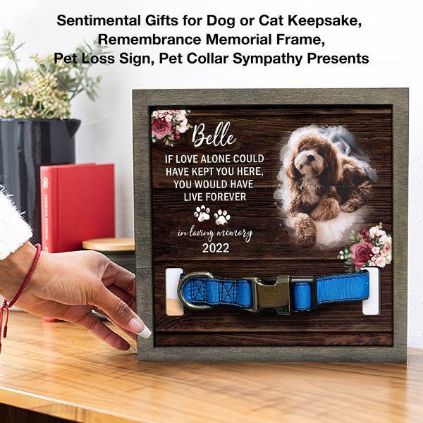 Memorial Pet Collar Sign, Condolence Gifts, Loss of Dog, Cat Loss Gifts, Pet Collar Holder, Memorial Standing Frame, Bereavement Gifts 7.jpg