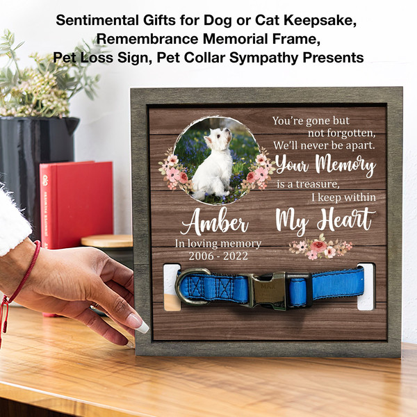 Memorial Pet Collar Frame, Dog Collar Memorial, Cat Funeral, Grave Ornaments, Memorial Standing Frame, Pet Owner Condolence Gifts 1.jpg