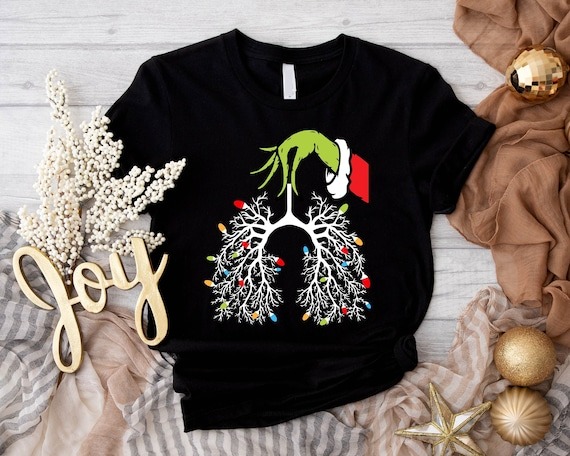 Christmas Nurse Shirt, Respiratory Therapist Tee, Lung Christmas Lights Shirt, Funny Pulmonologist X-mas T-shirt, Therapy RT Christmas Gift.jpg
