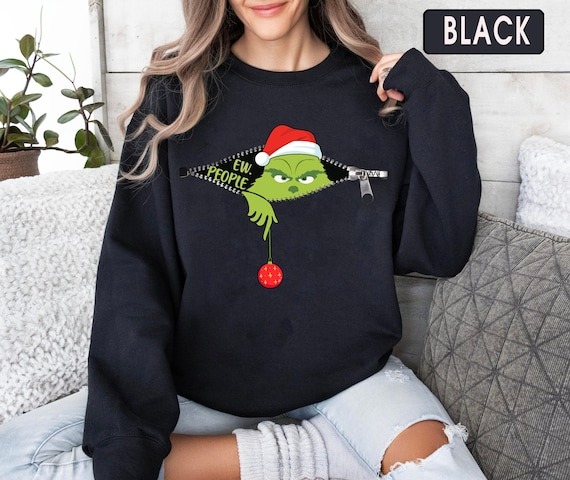 Funny Grinch Christmas Sweatshirt, Ew People Sweater, Grinchmas Shirts, Family Christmas Movie Tee, Husband Shirt, Xmas Gift For Women.jpg