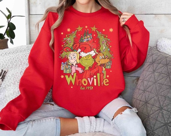Retro Whoville Est. 1957 Shirt, Whoville Sweatshirt, Grinch Christmas Sweatshirt, Grinchmas Shirt, Christmas Sweater, Christmas Gift.jpg