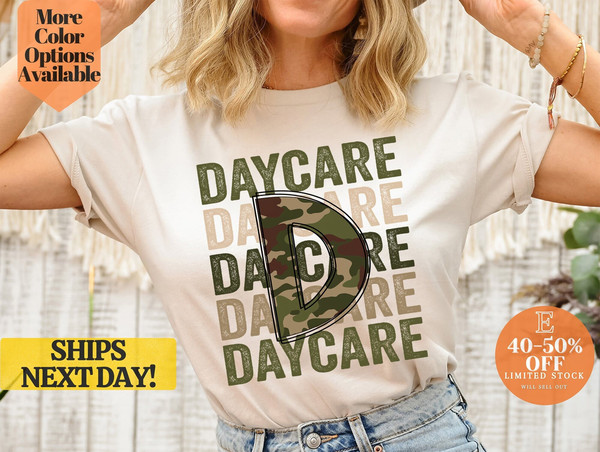 Daycare Army Camo T-Shirt - Childcare Uniform Tee, Elegant and Eye Catching army camo t shirts for Daycare.jpg