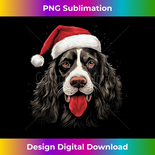 MM-20231123-2960_English Springer Spaniel Dog Funny Christmas Santa Hat Tree Long Sleeve 0549.jpg