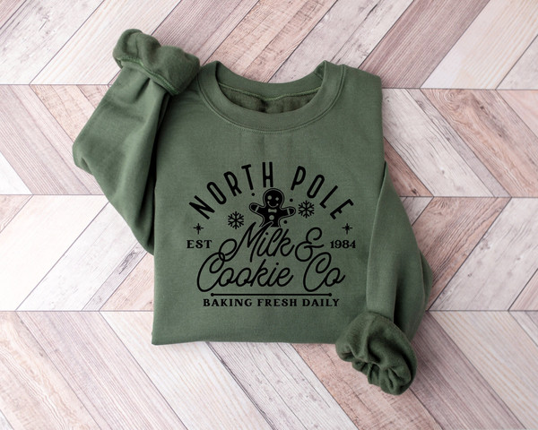 North Pole Milk and Cookie Co Sweatshirt, Christmas Cookie Shirt, Gingerbread Christmas Sweatshirt,Christmas Shirt,Christmas Gift,North Pole.jpg