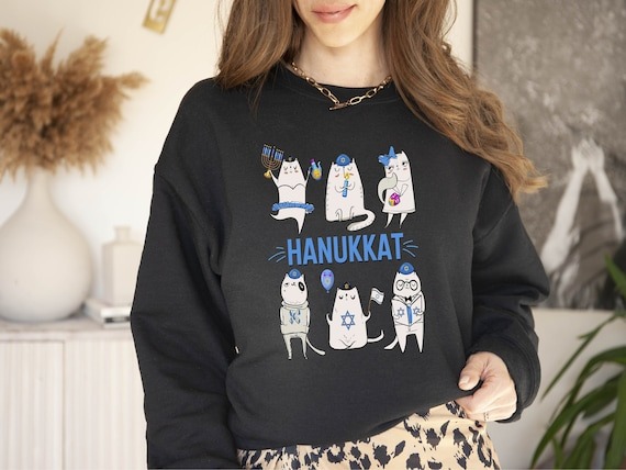 Hanukkat Cat Sweatshirt,Menorah Shirt,Hanukkah Shirt,Chanukah Shirt,Festival of lights,Jewish Celebration,Hanukkah Saying,Kids Hanukkah Cat.jpg