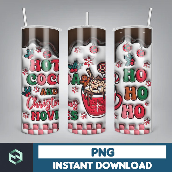 3D Inflated Christmas Tumbler Wrap Design Download PNG, 20 Oz Digital Tumbler Wrap PNG Digital Download (6).jpg