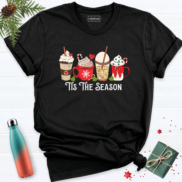 Tis The Season Iced Coffee Christmas Shirt, Womens Christmas Shirt, Cute Winter Shirt, Xmas Party Drink Shirt, Christmas Coffee Shirt.jpg