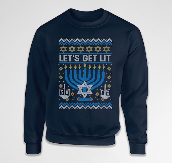 Ugly Hanukkah Sweater Chanukah Gifts Jewish Sweatshirt Hanukkah Menorah Holiday Pullover Dreidel Hoodie Crew Neck Sweat Shirt - SA1181.jpg