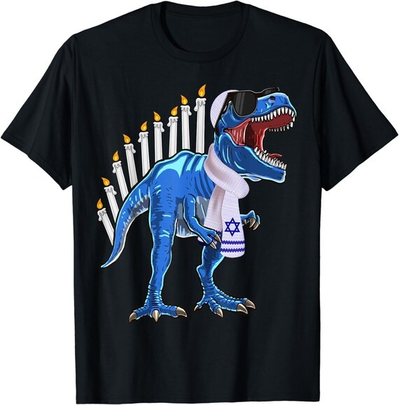 Menorasaurus Rex T Rex Dinosaur Hanukkah Gift Unisex T-Shirt.jpg