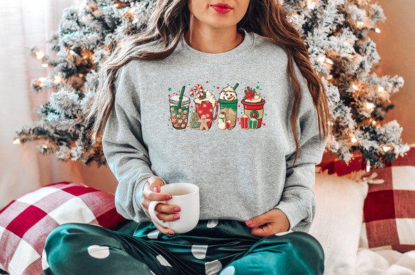 Christmas Coffee Shirt, Coffee Lover Shirt, Christmas Light Shirt, Coffee Cups, Christmas Shirt, Snowmen and Coffee Shirt,Gift For Christmas 1.jpg