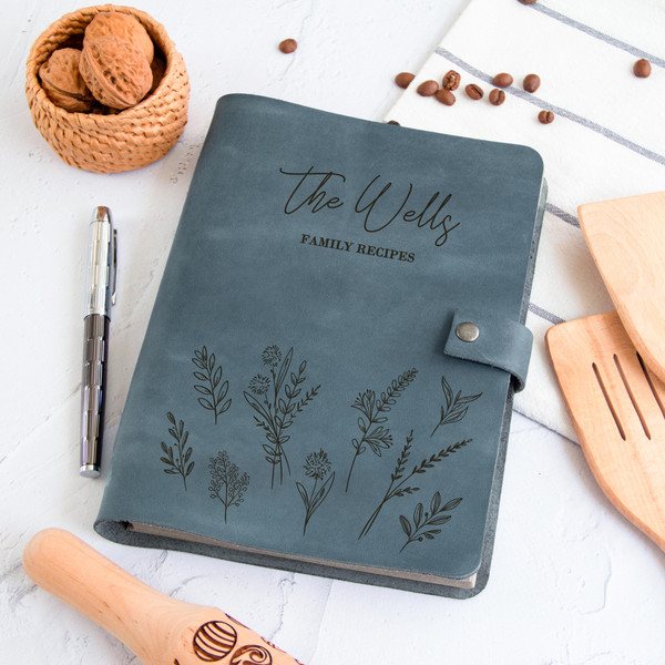 Leather Recipe Book Personalized CookBook Binder Blank - Inspire