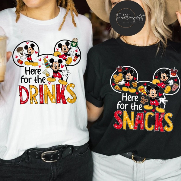 Funny Mickey Mouse Disney I'm Here For The Snacks Shirt, I'm Here For The Drinks, Disney Epcot Food and Wine Festival 2023, Disney Family.jpg
