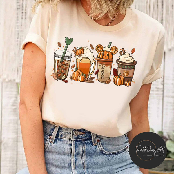 Vintage Disney Fall coffee Shirt, Retro Disney Mickey pumpkin coffee shirt, Pumpkin Spice latte shirt, Spooky season coffee shirt.jpg