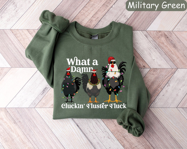 Christmas Chicken Sweatshirt, Funny Christmas Shirt, Chicken Lover Gift, Chicken Holiday Shirts, Womens Holiday Sweaters, Christmas Crewneck.jpg