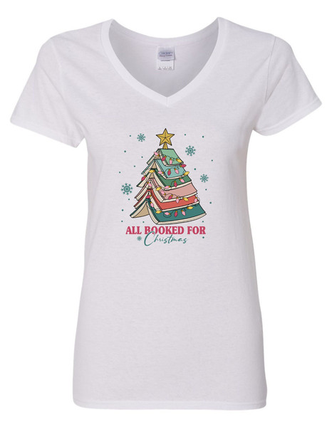 Book Tree Christmas  shirt, All Booked For Christmas shirt, Gift for Book Lover  shirt, Gift For Teachers, Librarian Teacher Bookish shirt.jpg