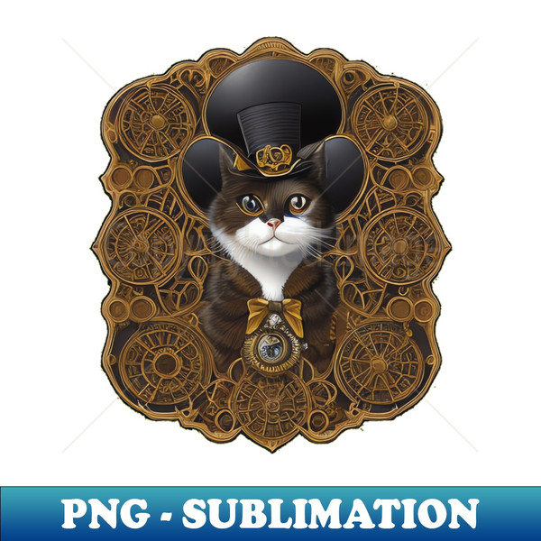 NJ-41176_Steampunk Cat in a Top Hat with Gear-filled Background 7652.jpg