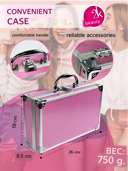 Cosmetic set pink suitcase