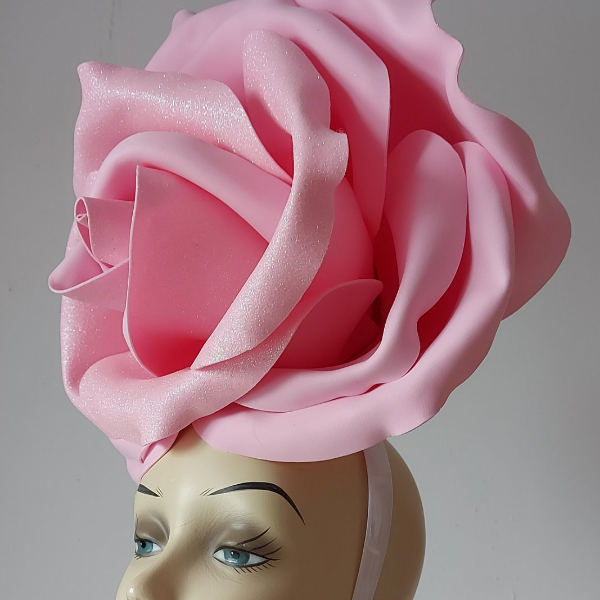 giant pink rose wedding headdress bride ascinator Kentucky Derby hat,.jpg