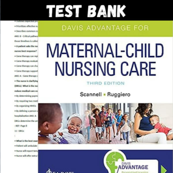 Latest 2023 Davis Advantage for Maternal-Child Nursing Care 3rd Edition by Scannell Ruggiero Test bank  All Chapters (1).PNG