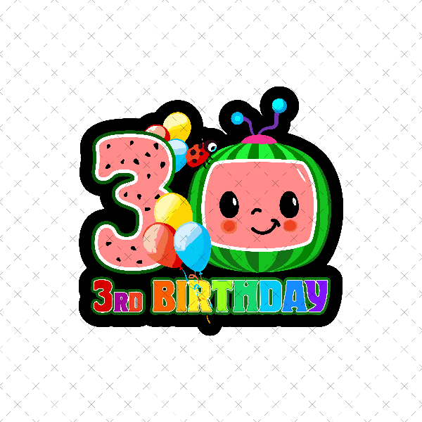 3rd Birthday Png, 3rd Birhday Boy Png, 3rd Birthday Girl Png, Happy Birthday Png, Happy Birthday Party, Rainbow Png, Watermolon Png.png