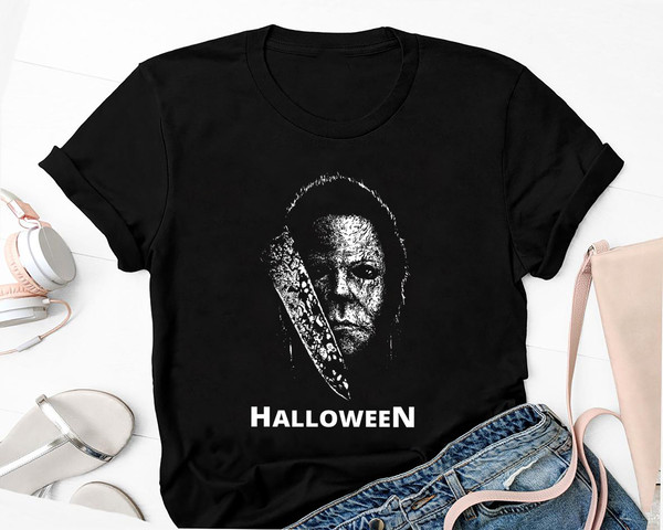 Michael Myers Face Halloween T-Shirt, Michael Myers Shirt, Horror Scary Movie Halloween Shirt, Halloween Gifts, Michael Myers Fan Gift Shirt.jpg