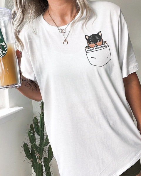 Judging You Silently Funny Cat Pocket Shirt.jpg