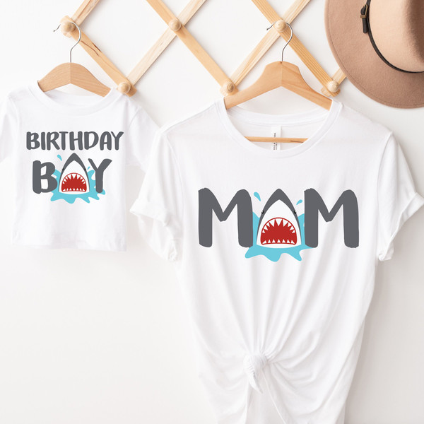 Shark Birthday Shirt, First Birthday Shirt, Shark 2nd Birthday Outfit, Matching Family, Mommy and Me Shirts.jpg
