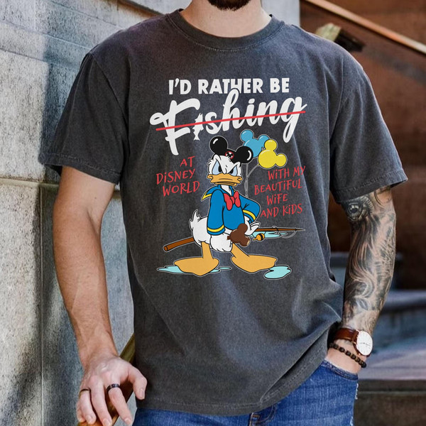 Retro Angry Donald Duck Dad Fishing Comfort Colors T-shirt, Funny Disney Dad Shirt, Father's Day Gift, Daddy Birthday Tee, Disneyland Trip.jpg