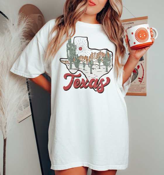 Texas Shirt  Comfort Colors Boho Tshirt  Texas Map Shirt  Texas Desert Shirt  Retro Desert Shirt  Vintage Inspired Shirt.jpg