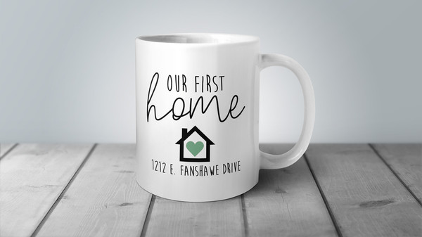 Our First Home Mug, First Home Gift, Housewarming Gift, Gift for New Couples, Newlywed Gift, Wedding Gift, New Home Gift, Farmhouse Mug.jpg
