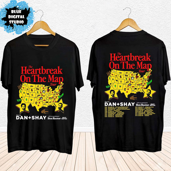 Dan + Shay 2024 Heartbreak on the Map Tour Shirt, Dan + Shay Band Fan Shirt, Dan + Shay 2024 Concert Shirt, Heartbreak on the Map Tour Tee.jpg