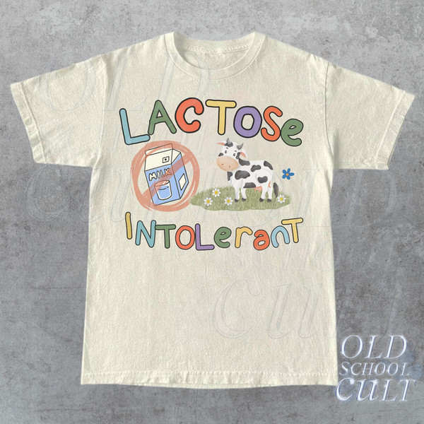Lactose Intolerant Vintage Graphic T-Shirt, Retro Milk 90s Cute Tee, Funny Shirts For Friends, Y2k Unisex Baggy Shirt, 2000s Shirt Gift.jpg