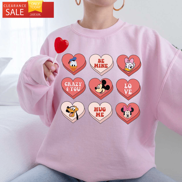 Candy Heart Mickey and Friends Disney Valentine Shirt Great Valentines Gifts for Her - Happy Place for Music Lovers.jpg