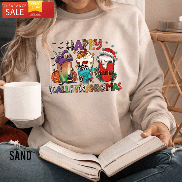 Happy Hallothanksmas Shirt Halloween Sweatshirt - Happy Place for Music Lovers.jpg