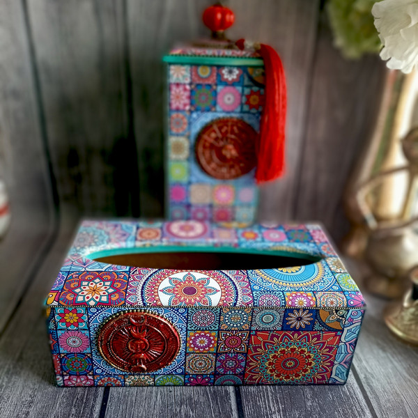 Stylish Square tissue holder. Box Kleenex. Napkin holders Mexican Talavera Tile Style or Tissue box cover wood Azulejos Portugueses (21).jpg