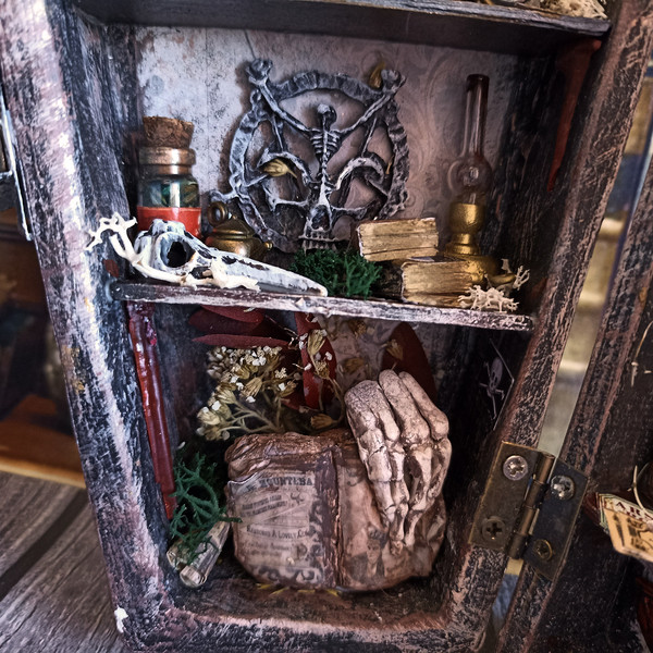 Miniature coffin, Potion Closet, BookShelf Box, Diorama,Creepy decor, Horror, Dark Art, Halloween, Gothic Roombox (10).jpg