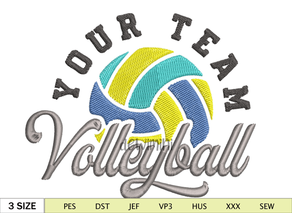 Volleyball Team Embroidery Designs, Volleyball Embroidery Designs, Split Volleyball Embroidery, Volleyball Machine Embroidery Files, 5 Sizes.jpg
