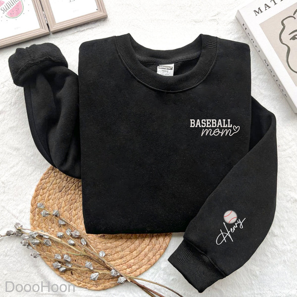 Custom Embroidered Baseball Mom Heart Shirt, Embroidered Gift, Baseball Mom Shirt, Mother Embroidered, Mother's Day Gift, Gift For Mother.jpg
