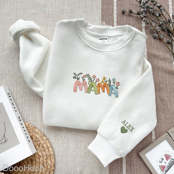 Custom Embroidered Colorful Mama Floral Shirt, Embroidered Gift, Embroidered Crewneck, Mother Embroidered, Mother's Day Gift,Gift For Mother.jpg
