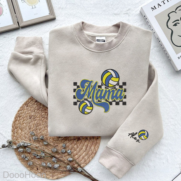 Custom Embroidered Volleyball Mama Pattern Shirt, Embroidered Gift,Volleyball Mom Shirt,Mother Embroidered,Mother's Day Gift,Gift For Mother.jpg