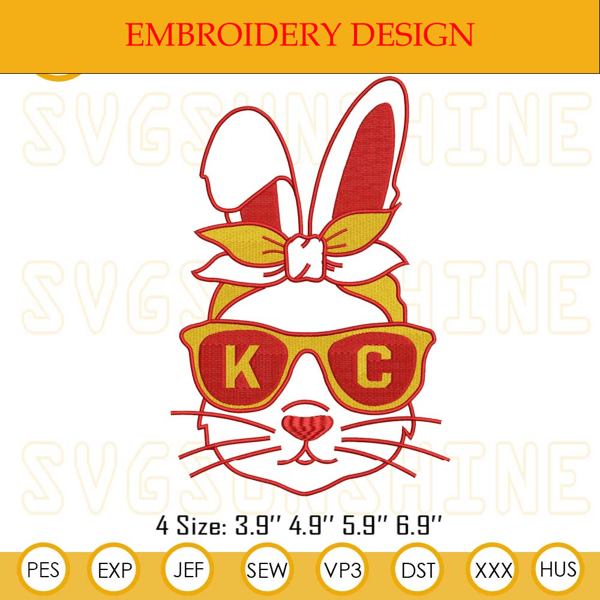 Kansas City Chiefs Bunny Easter Embroidery Pattern, Bunny Chiefs NFL Machine Embroidery Design File.jpg