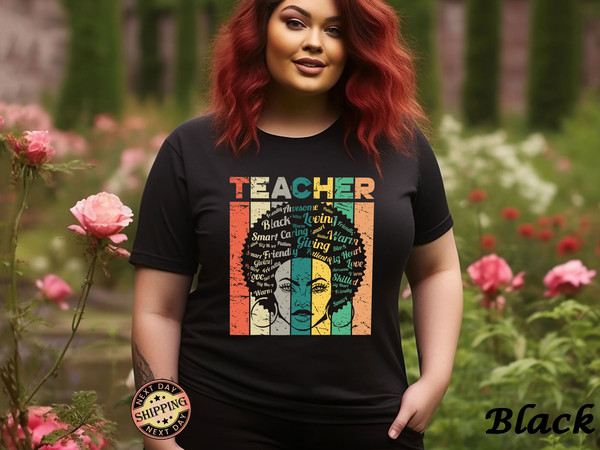 Black Teacher Woman Shirt, Custom Teacher Sportive T-Shirt, Teacher Sweater, Teacher Lover Sweater, Hardworking Teacher Shirt, Black Shirt.jpg