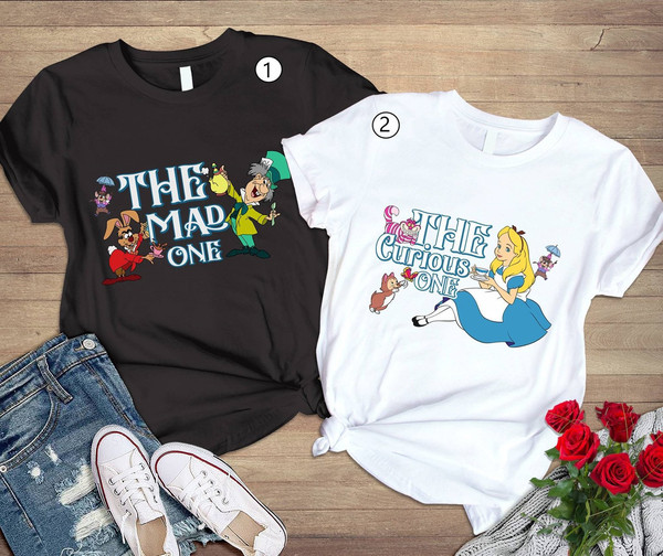 Alice In Wonderland Mad Hatter Shirt, Alice The Mad One The Curious One Shirt, Valentine's Day Shirts, Matching Couple Shirts.jpg