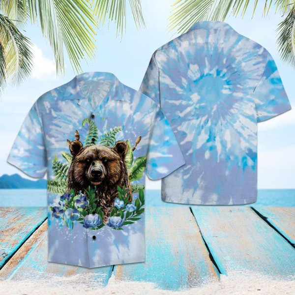 Bear Tie Dye Hawaiian Shirt Summer Button Up.jpg