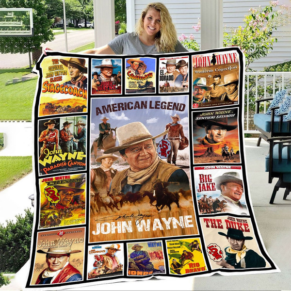 American Legend John Wayne Sherpa Fleece Quilt Blanket BL2002 - Wisdom Teez.jpg