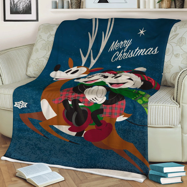 Happy Holiday Couple Love Mickey Mouse Sherpa Fleece Quilt Blanket BL1307 - Wisdom Teez.jpg